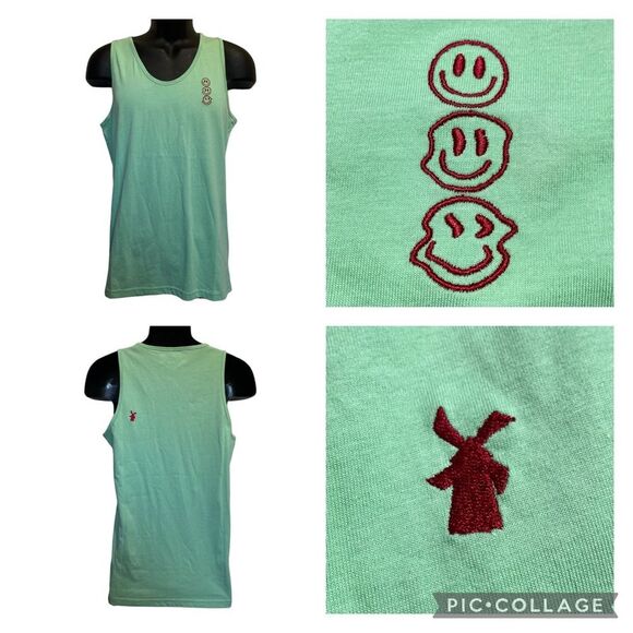 Dutch Bros Mint Smiley Faces Logo Tee Sz M - Picture 10 of 10